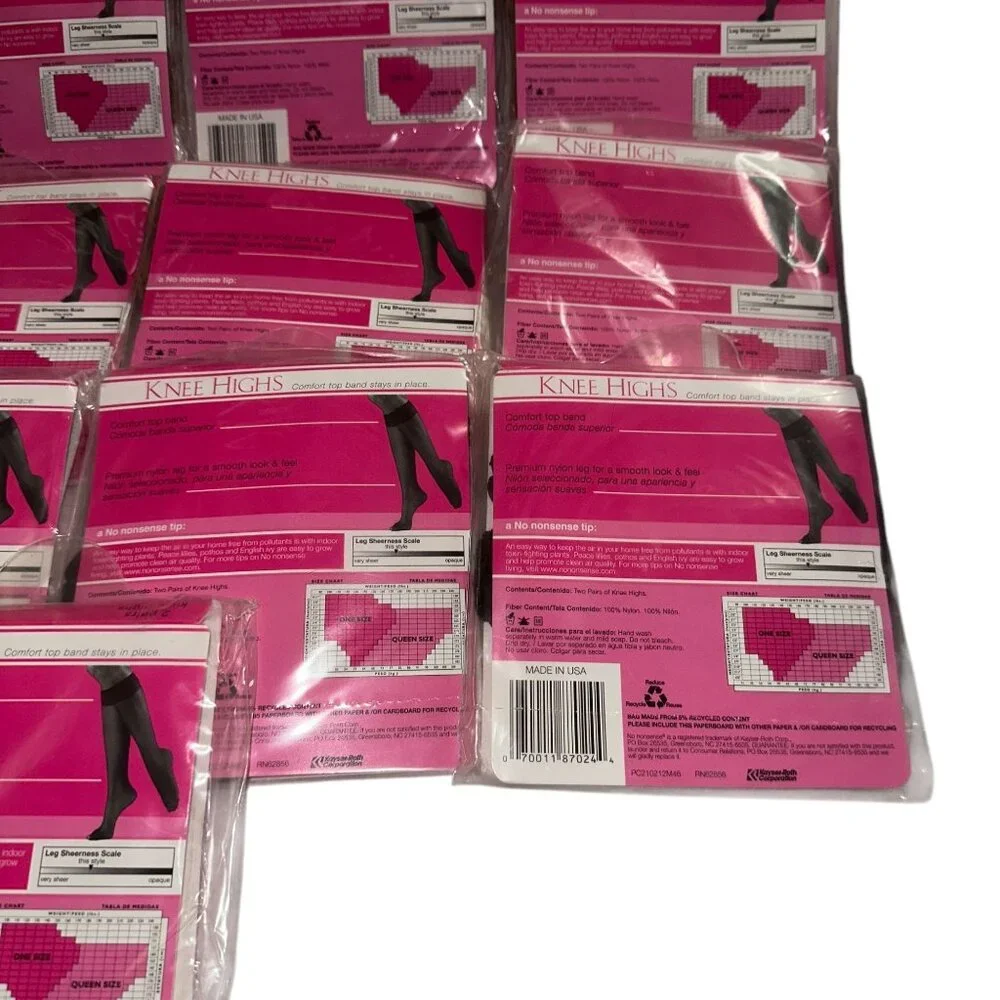 Lot 13 Vintage No Nonsense Knee Highs Womens Size One Tan Off Black Sealed
